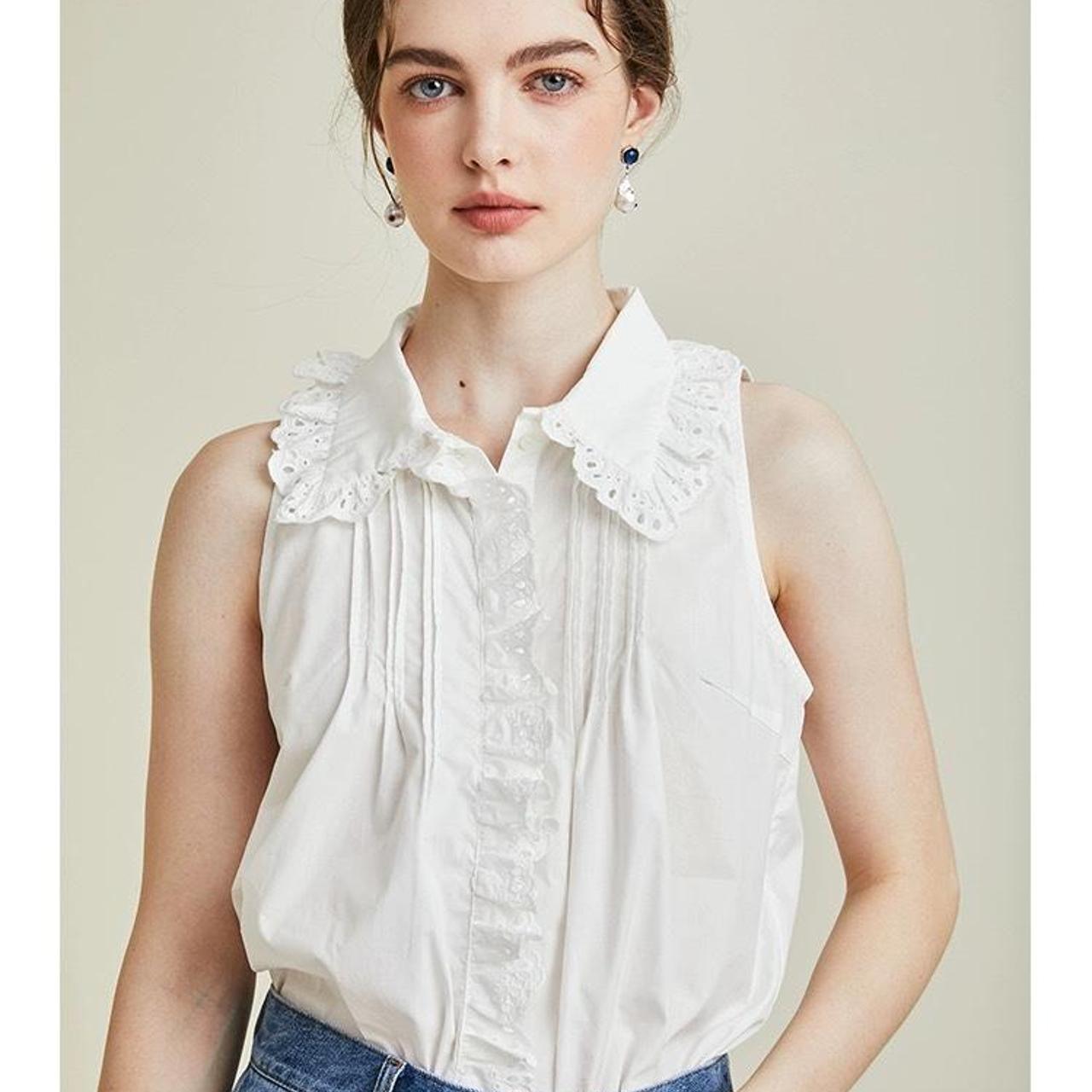 &Other Stories inspired white top with delicate... - Depop