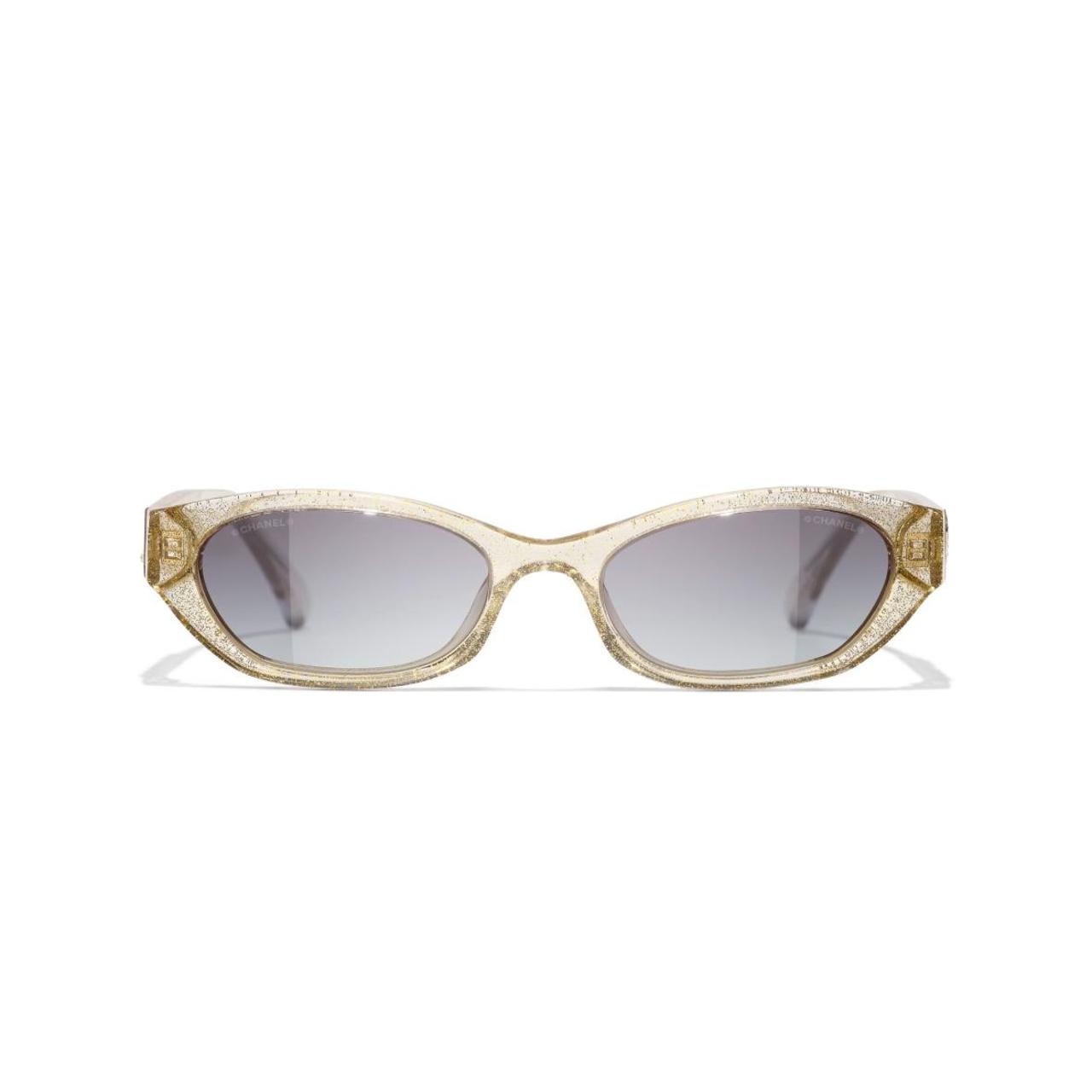 Chanel square gold sparkle sunglasses 9134B  | Depop