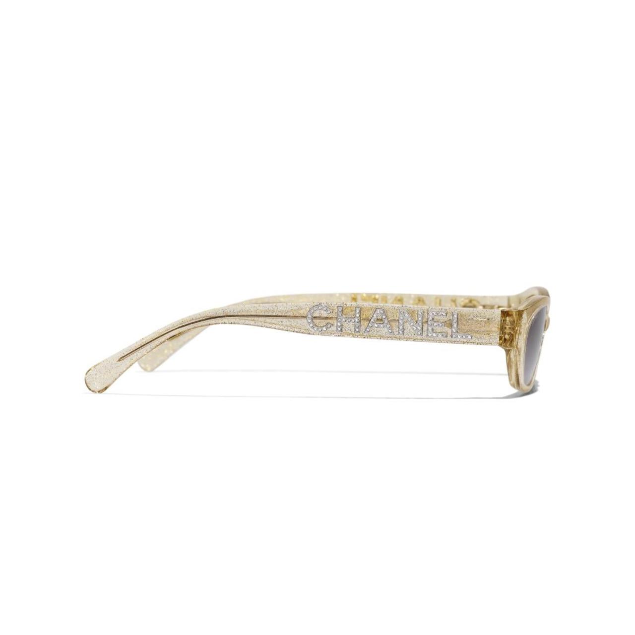 Chanel square gold sparkle sunglasses 9134B  | Depop