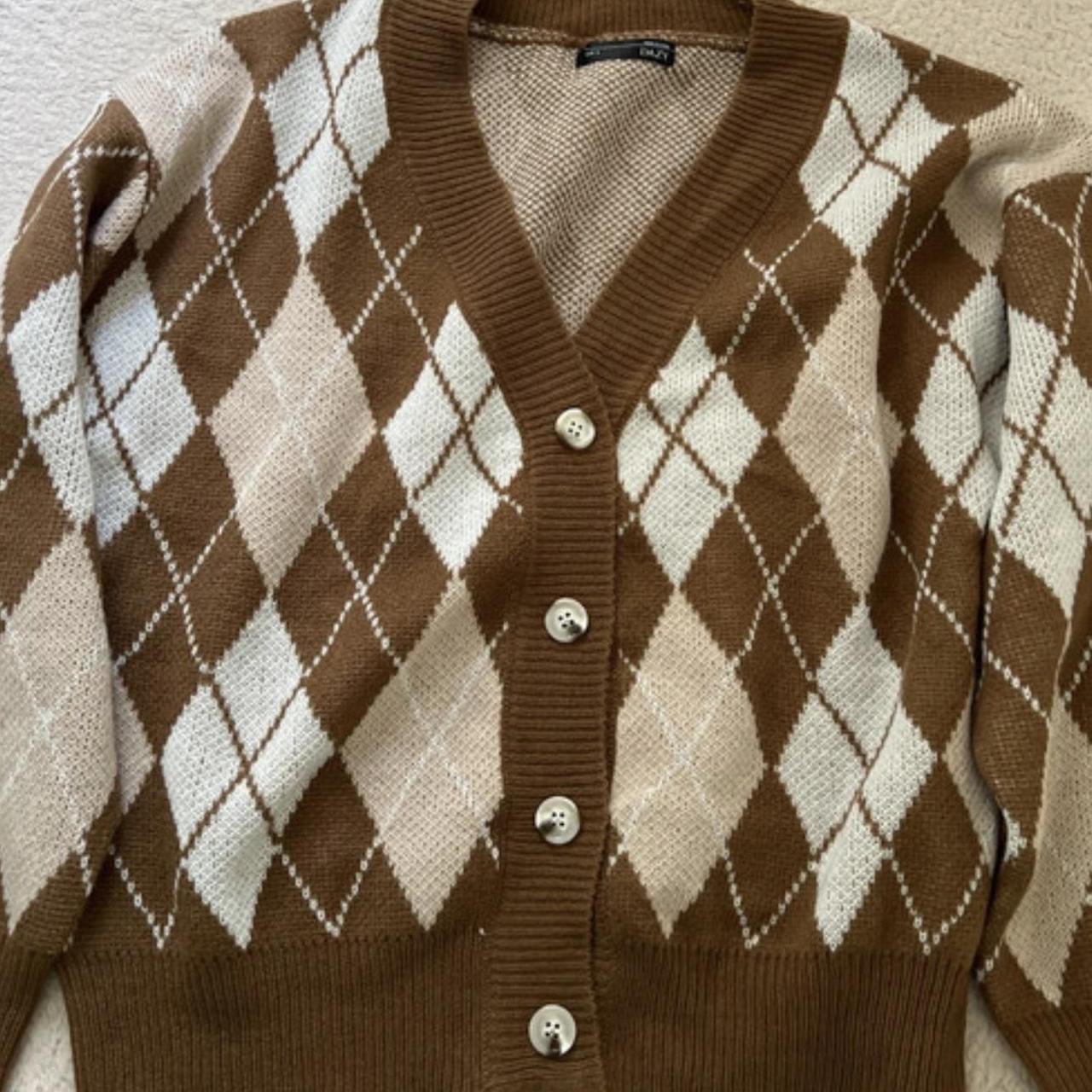 womens argyle pattern knitted cardigan