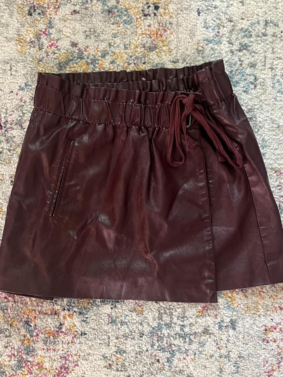 Jolt faux leather wrap skirt Burgundy Size. Depop