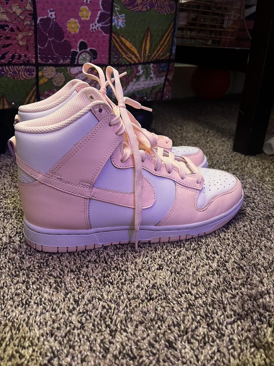 Nike High Dunks, crimson tint Pink and white womens... - Depop