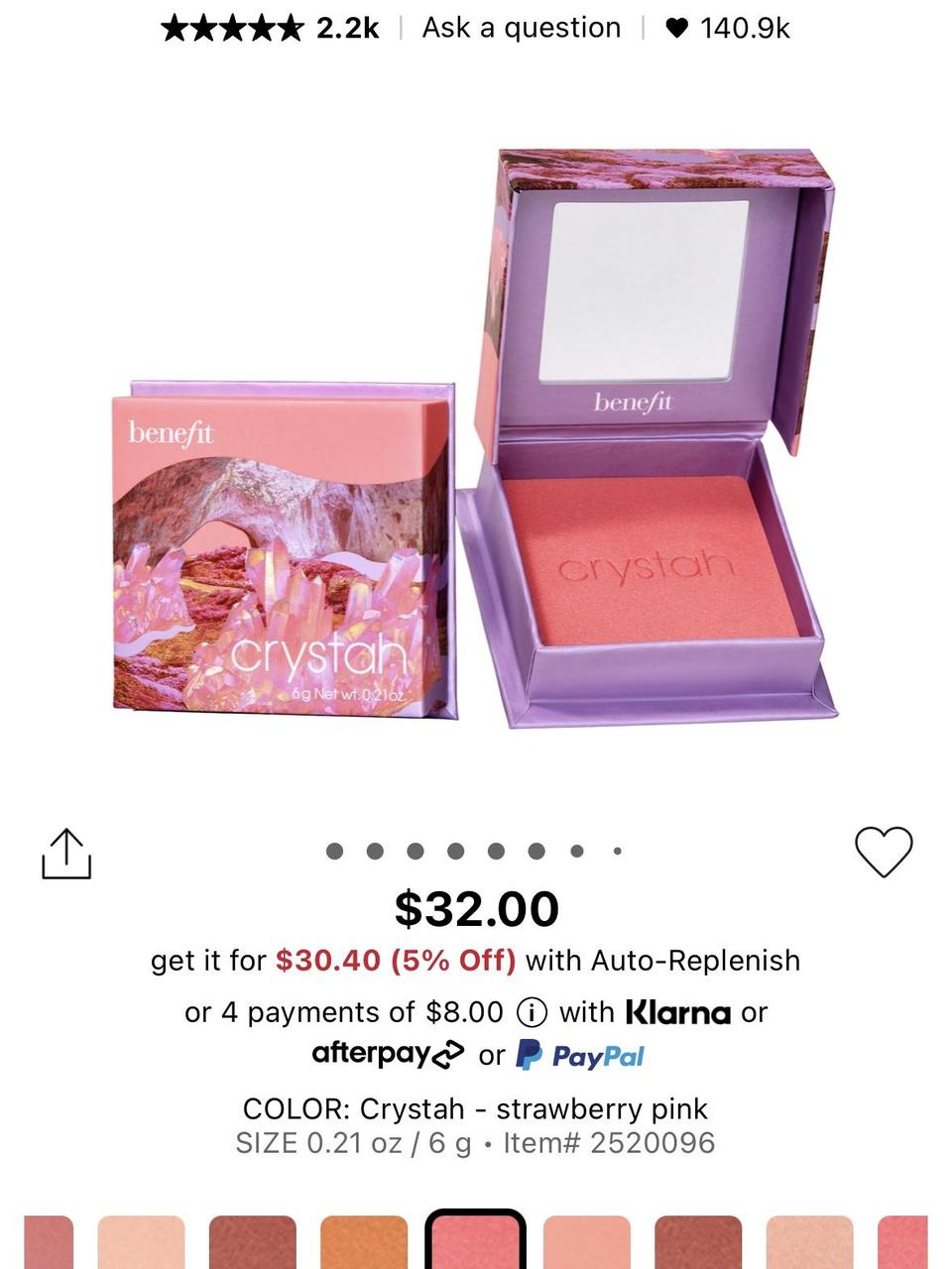 BENEFIT COSMETICS Silky Soft Powder Blush Shade