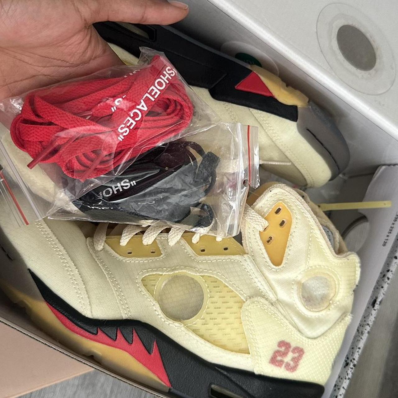 Off White Jordan Retro 5s Size men, Depop