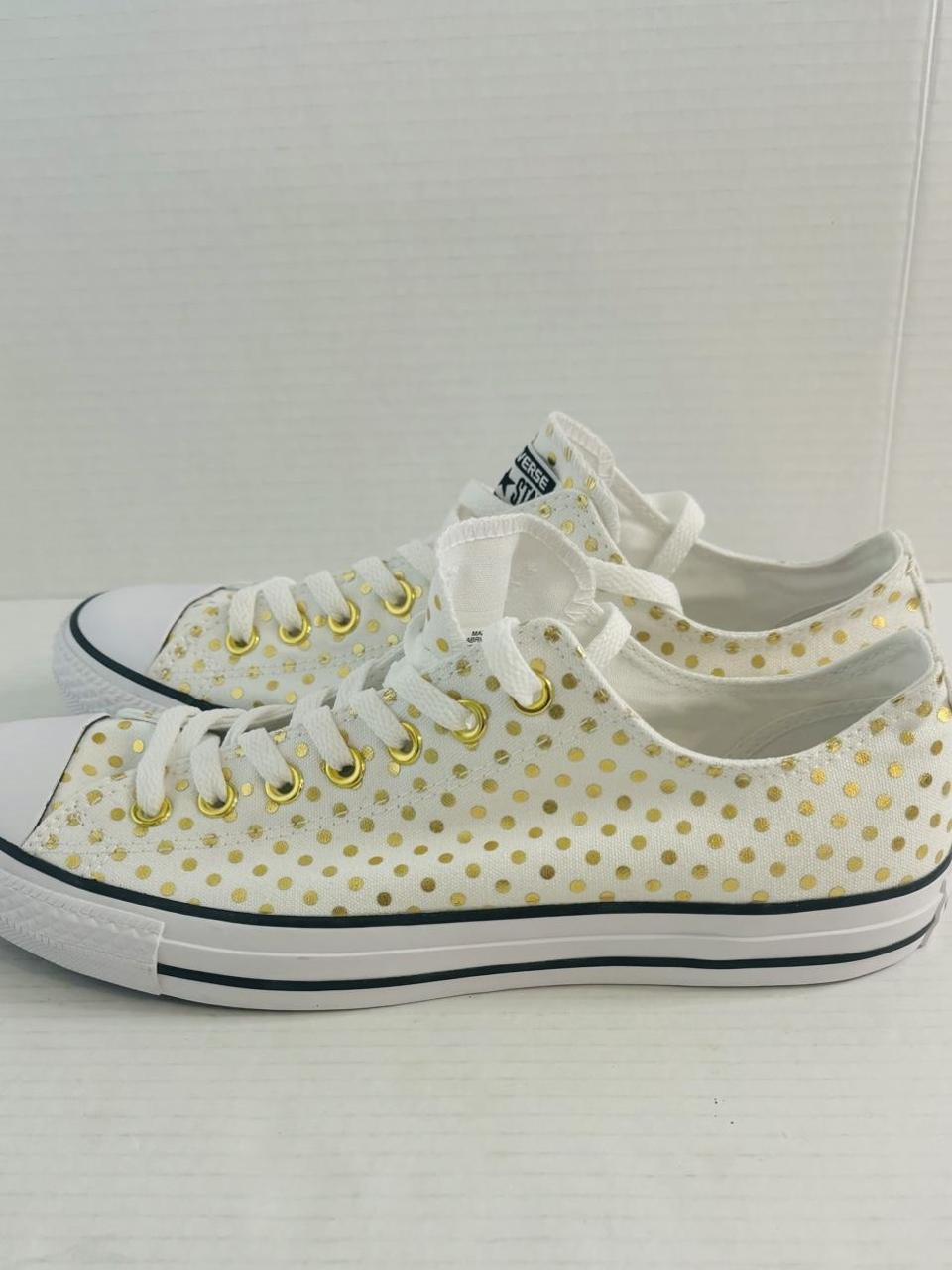 Gold polka dot converse womens online