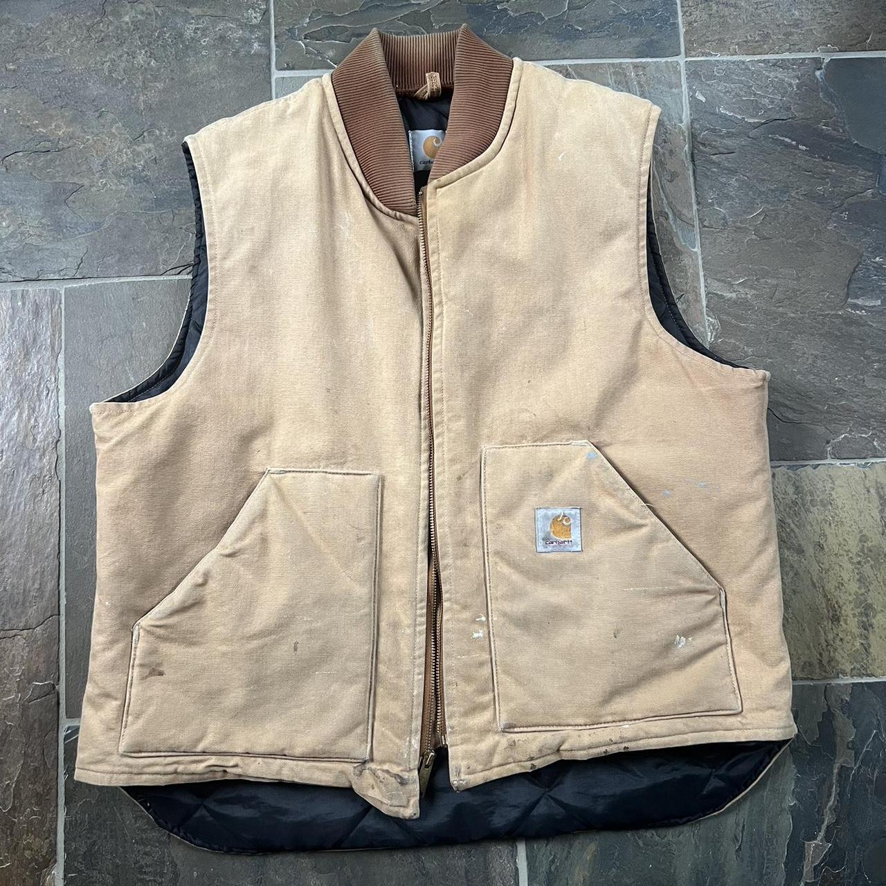 Vintage Carhartt Vest Size XL Stains on the front... - Depop