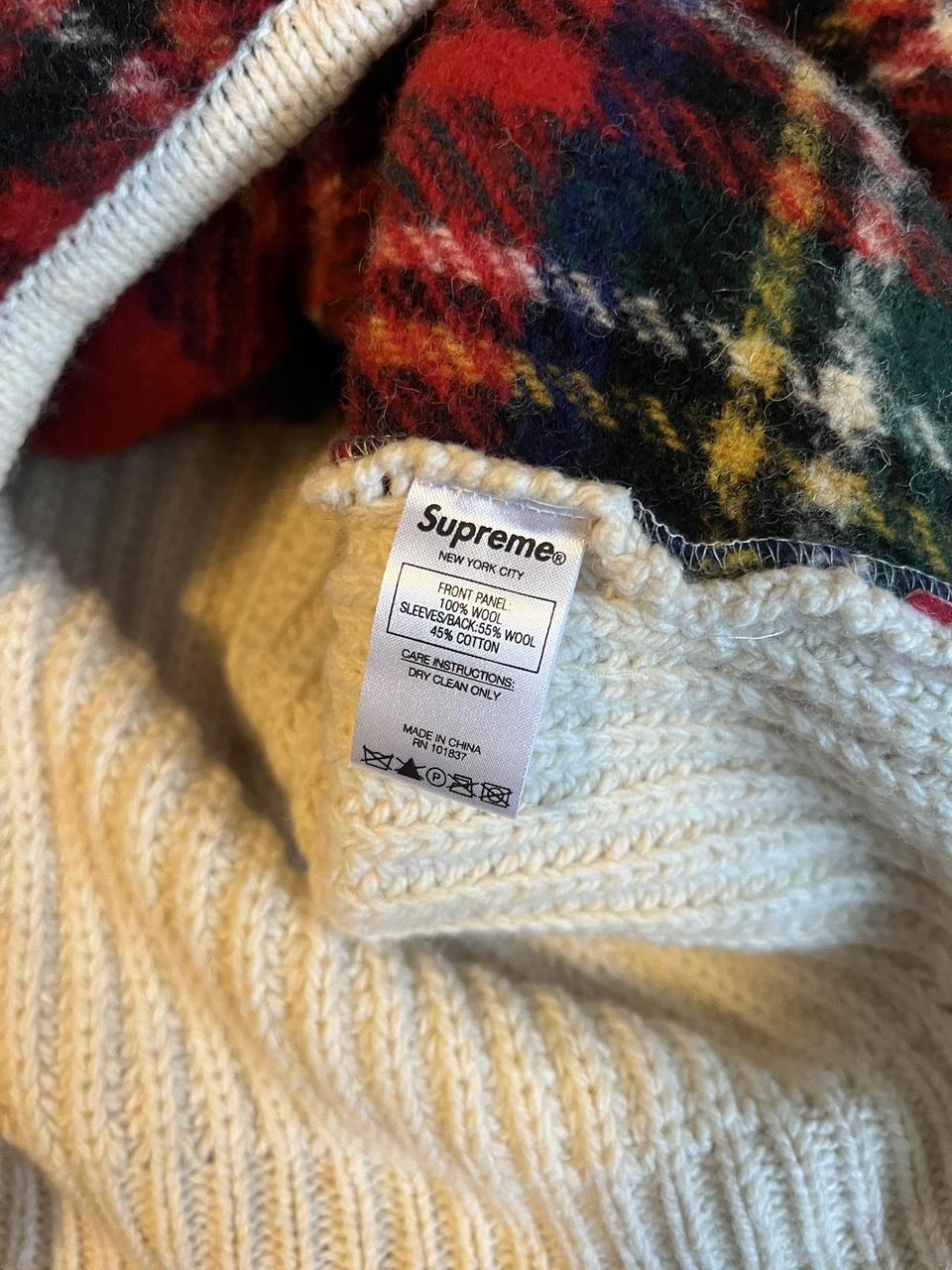 Supreme plaid front zip sweater - Size medium... - Depop