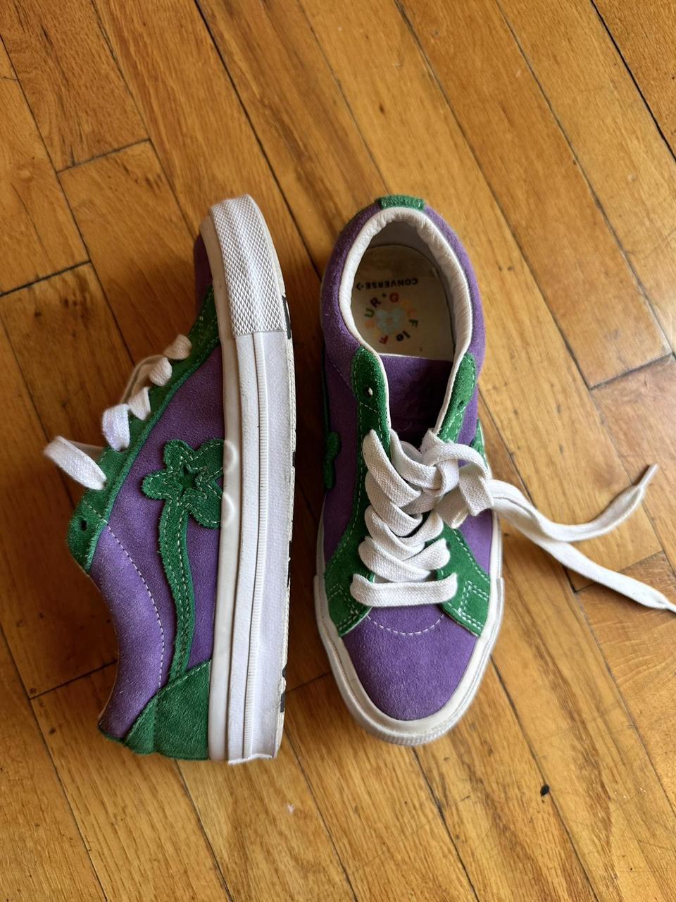 converse purple and green golf le fleur shoes in a. Depop