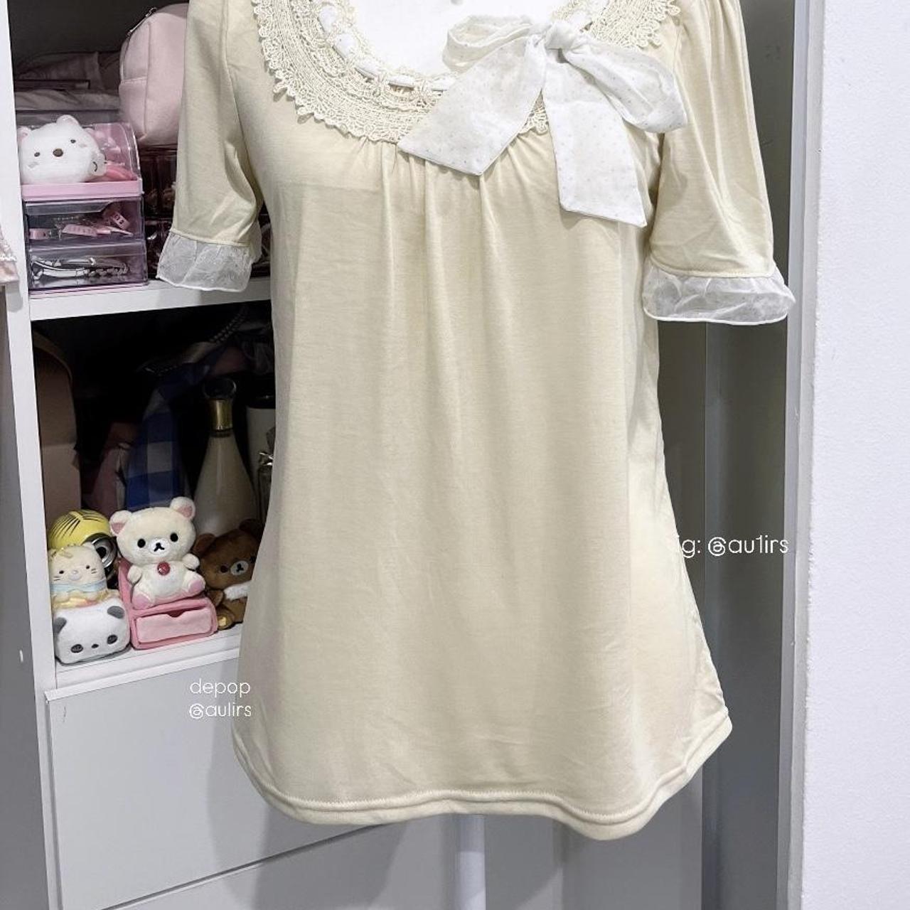 axes femme ruffle maid tie-up white polkadot ribbon,... | Depop