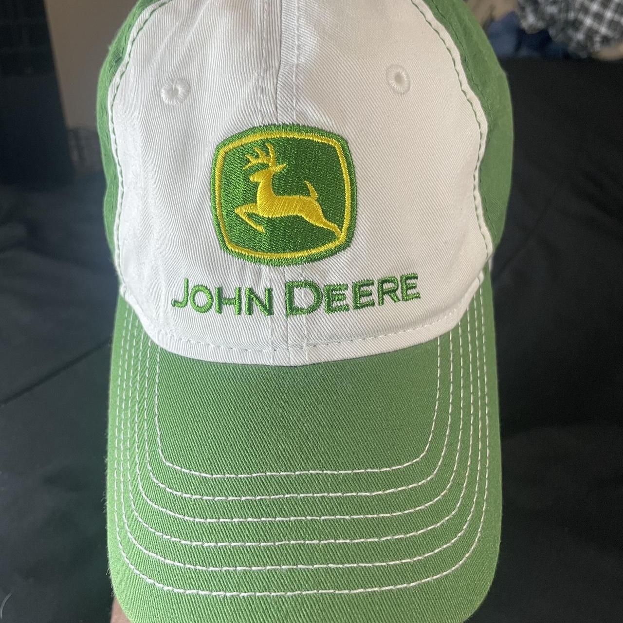 John Deere Men's Green and White Hat - Depop