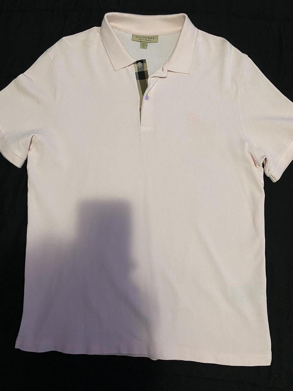 Burberry London men's pale stone polo shops shirt size large