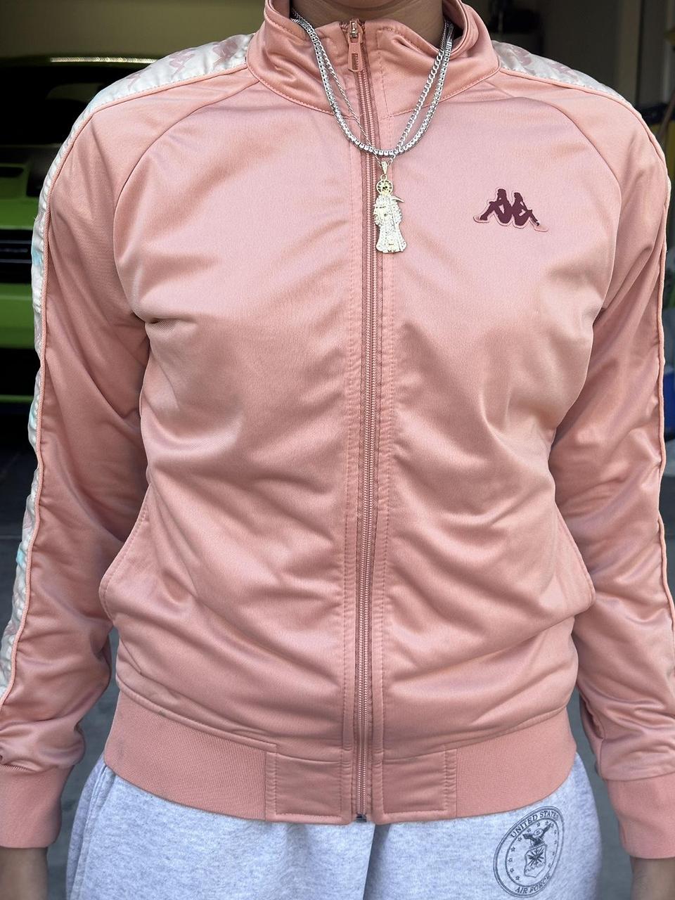 Pink kappa track suit zip up with pink blue and