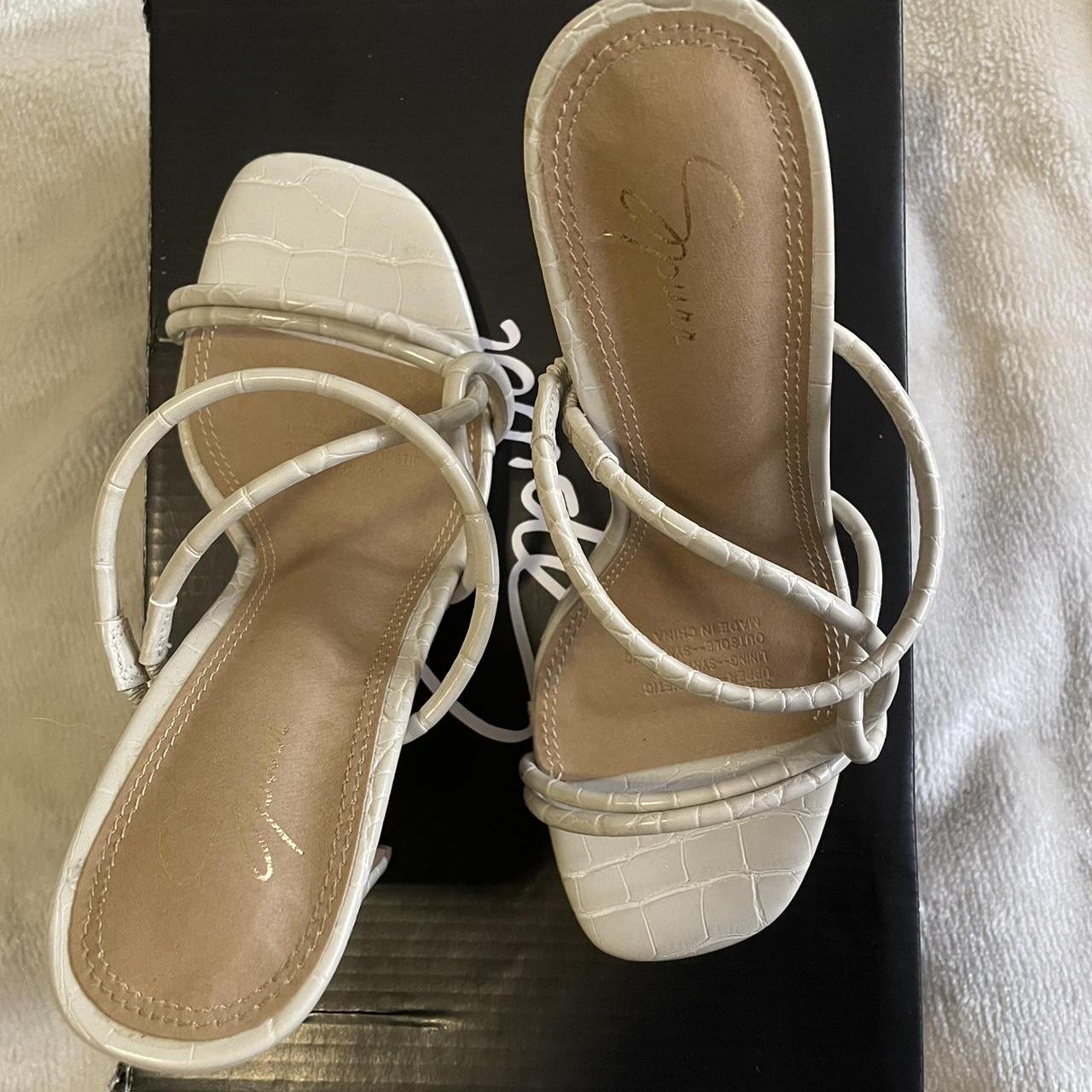 Spurr Shoes Spurr Shoes Kai Heels In Bone Croc Size Depop