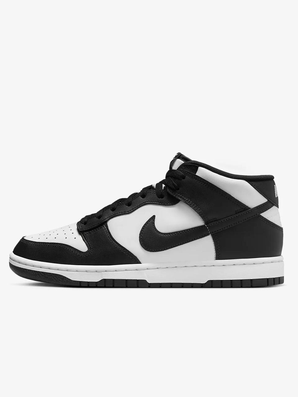 nike dunks black and white mid