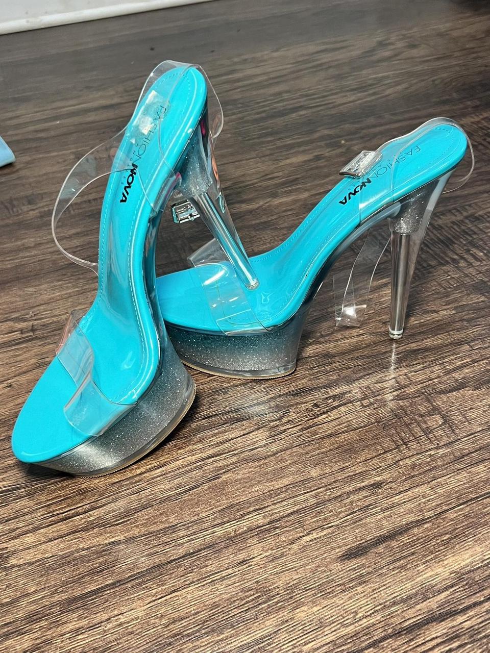 Fashion nova MIAMI blue platform pumps Depop
