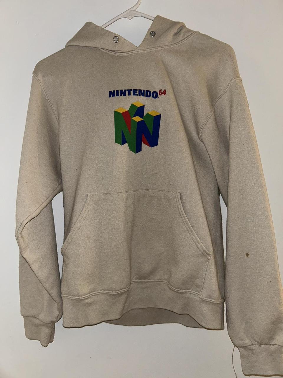 Nintendo 64 N64 Hoodie Pullover Sweatshirt Beige. Depop