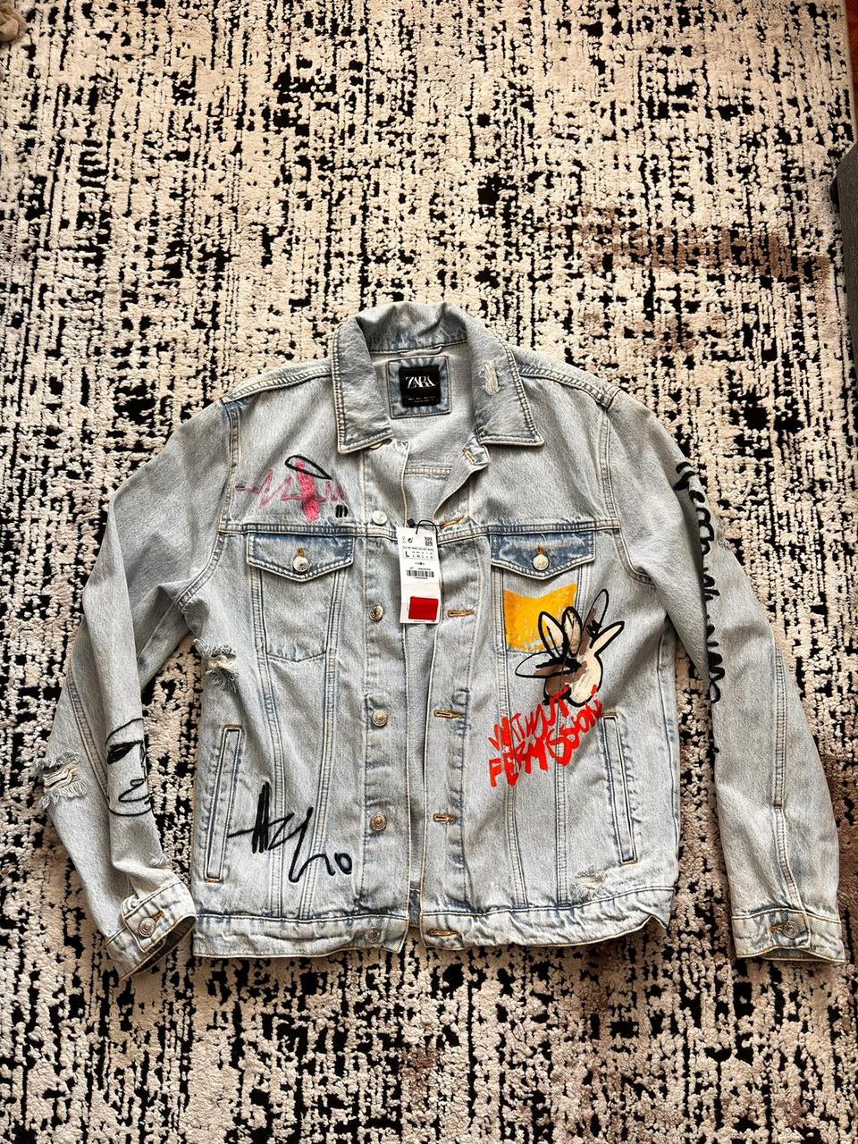 Graffiti print jean jacket by ZARA size L Purchased