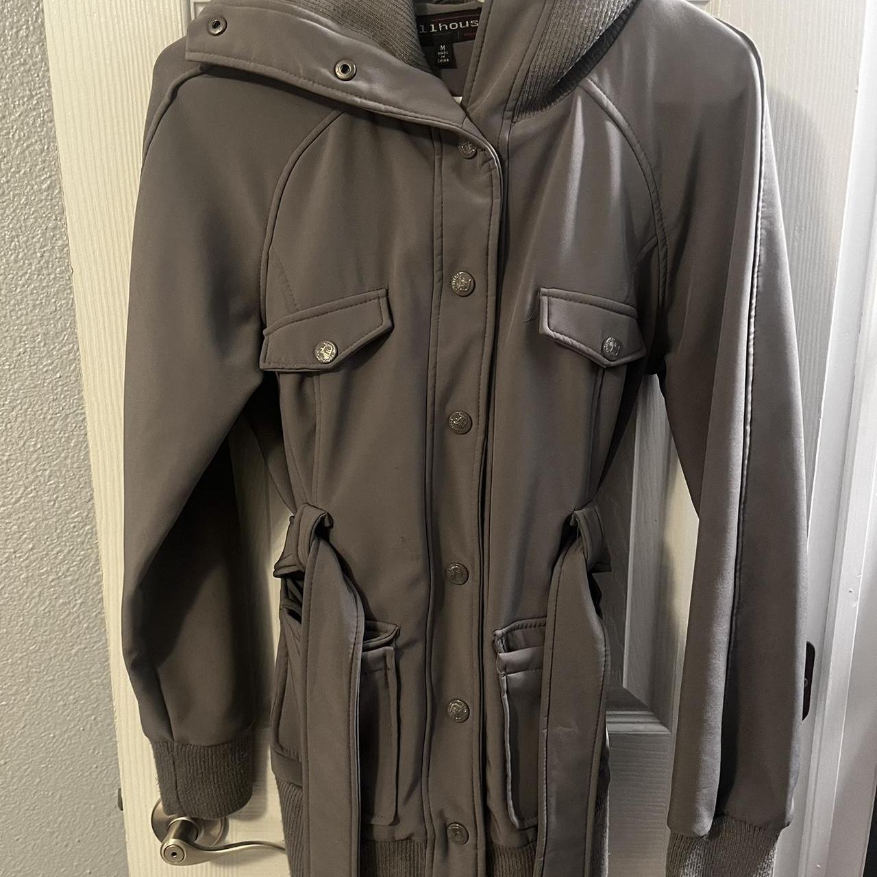 GREY JACKET/COAT LIGHTLY WORN SIZE MEDIUM IN... - Depop