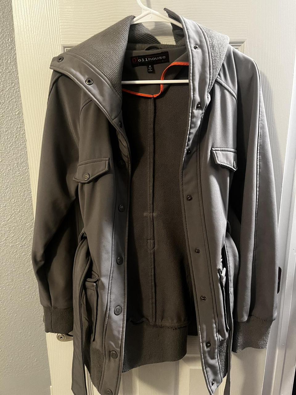 GREY JACKET/COAT LIGHTLY WORN SIZE MEDIUM IN... - Depop
