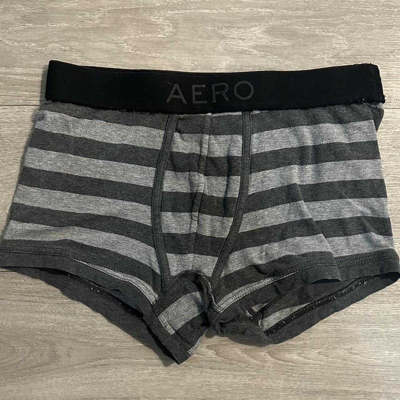 Aeropostale Grey Striped Boxer Briefs. Some elastic... - Depop