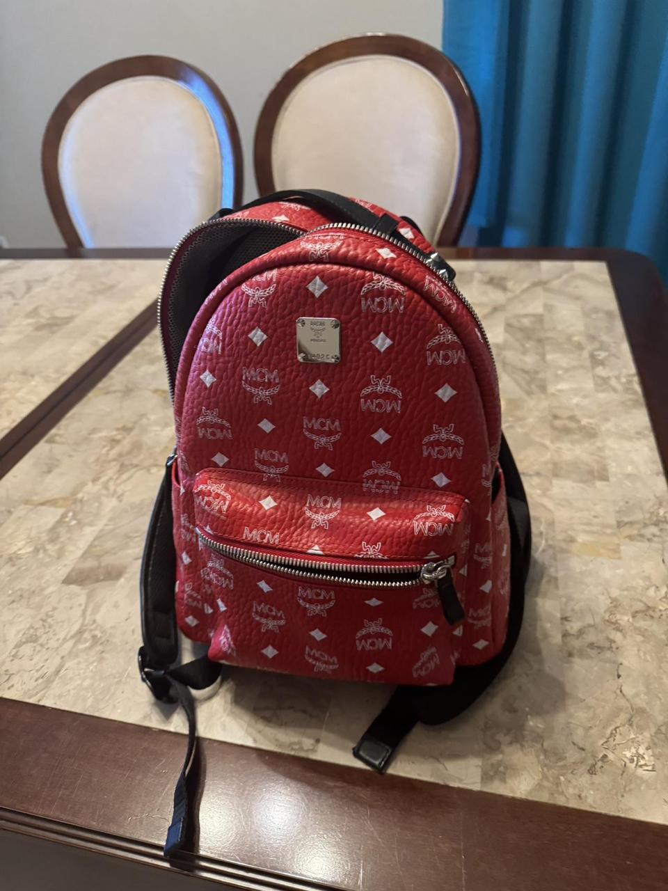 Red mcm backpack online