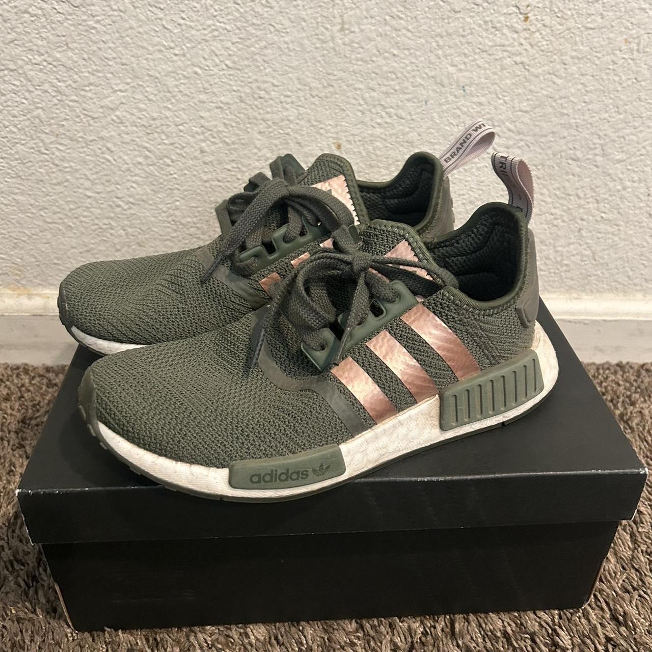 Olive green with gold detail Adidas NMD Depop