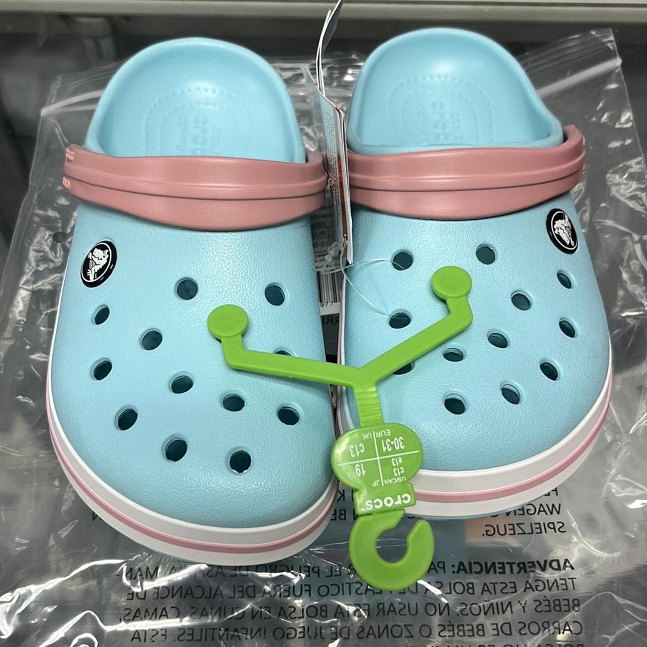 Crocs kids size 13 us ice blue /white - Depop