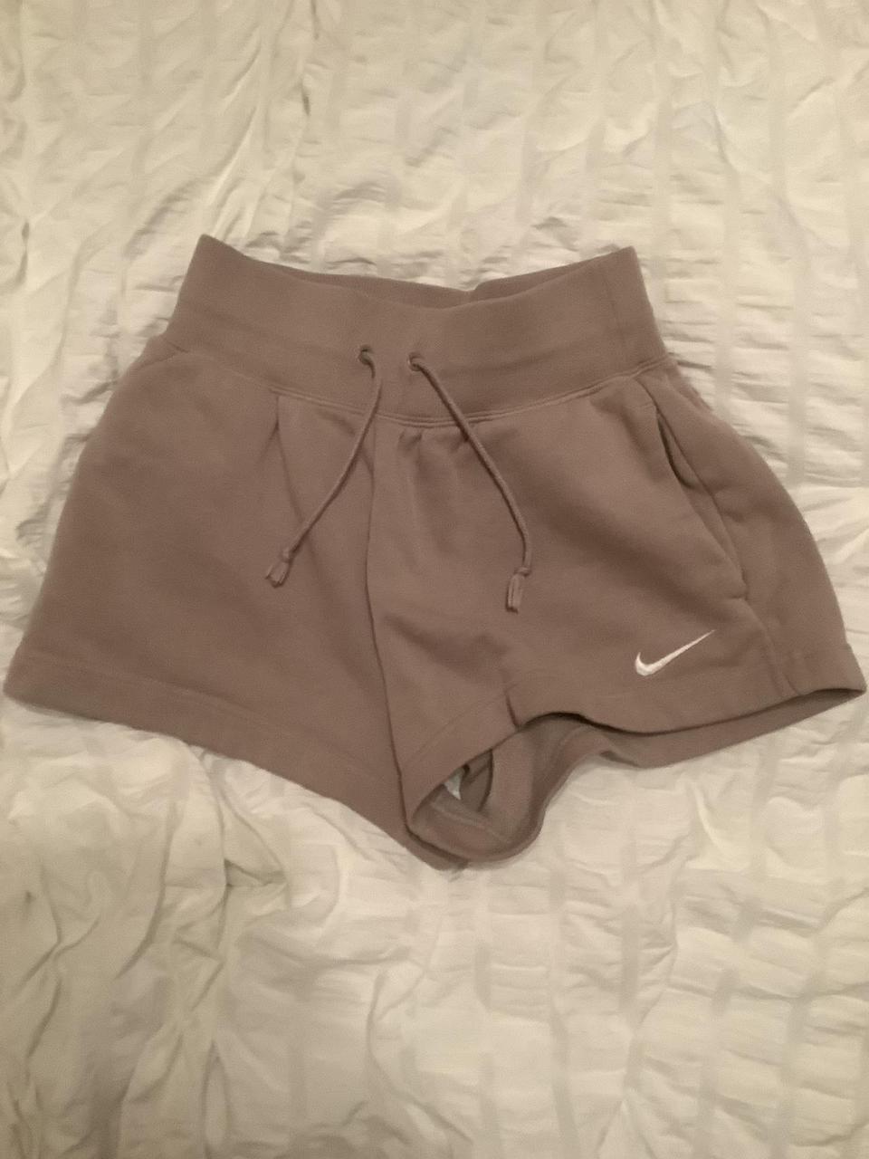 tan nike sweat shorts