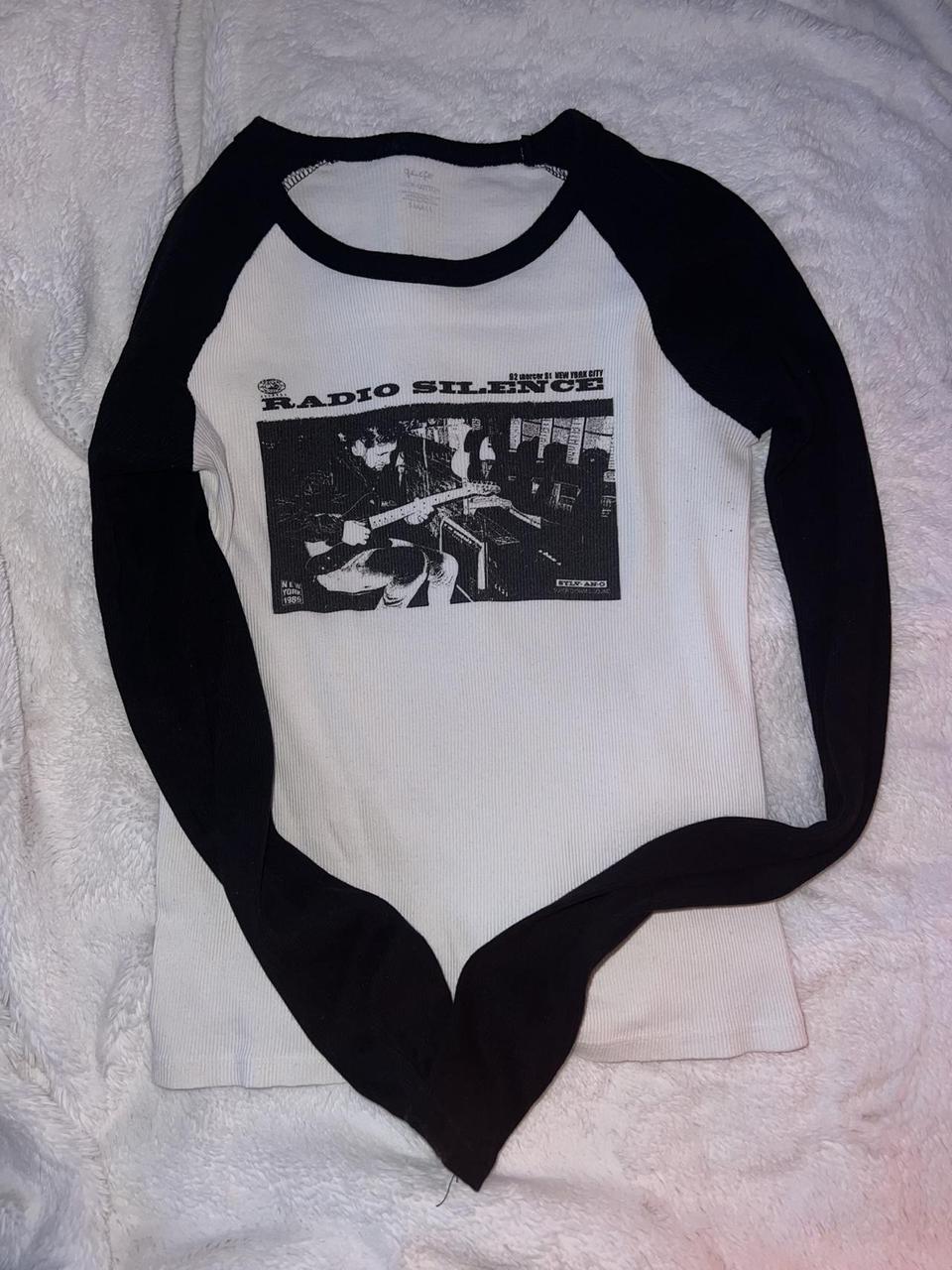 Brandy Melville Women's Shirt White/Black One size – White and