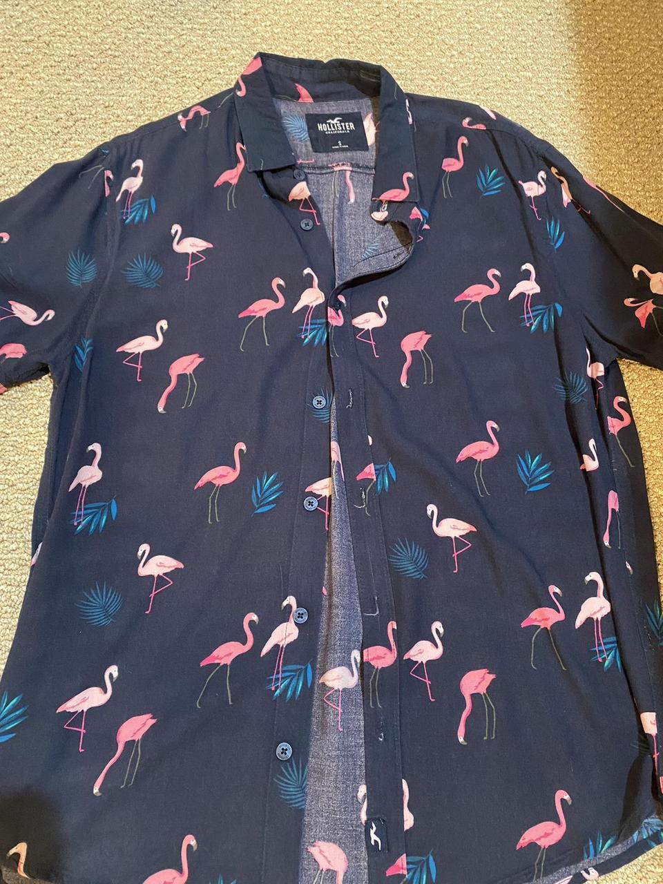 Button Up T Shirt Flamingo