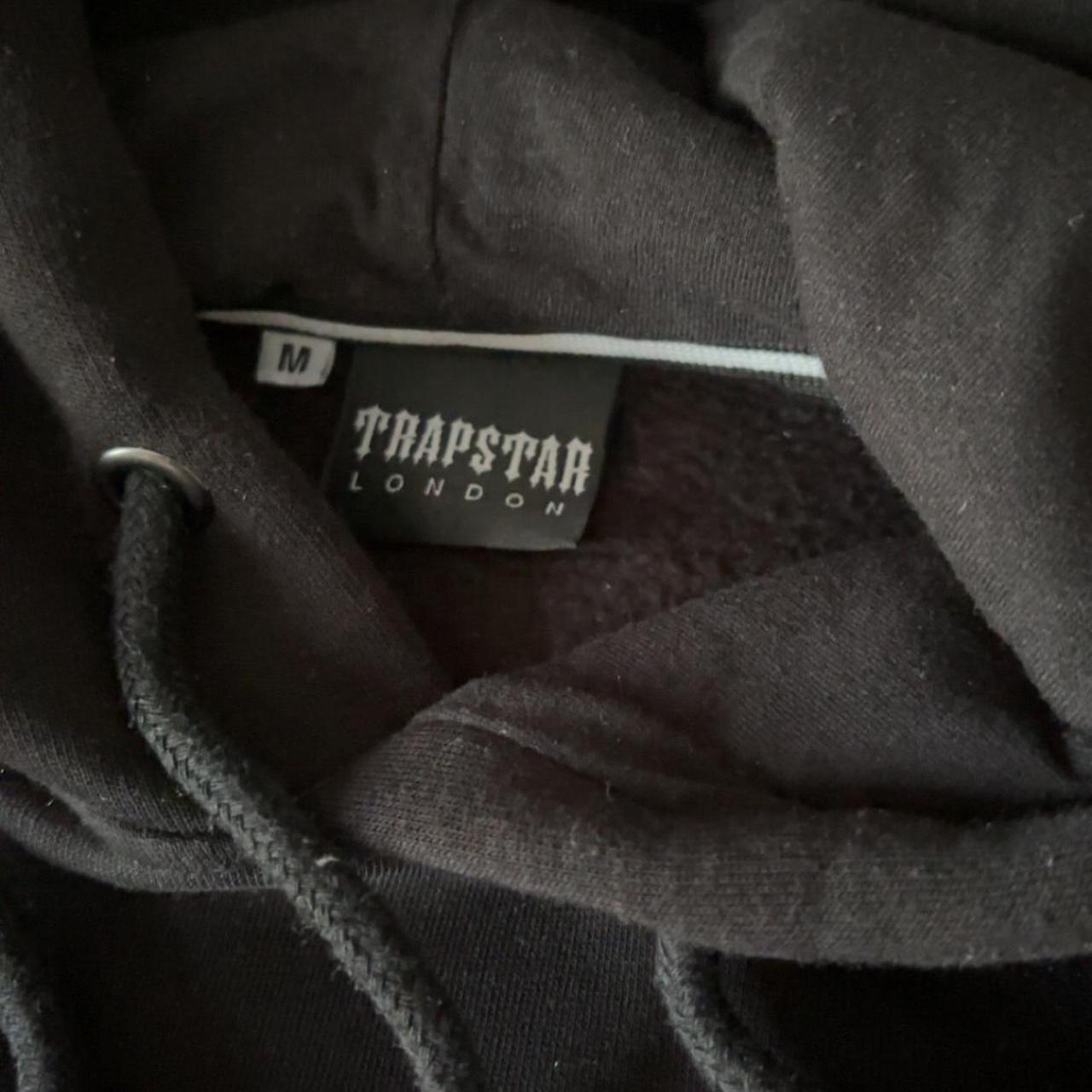 Black Trapstar Hoodie Red, Grey and White Depop