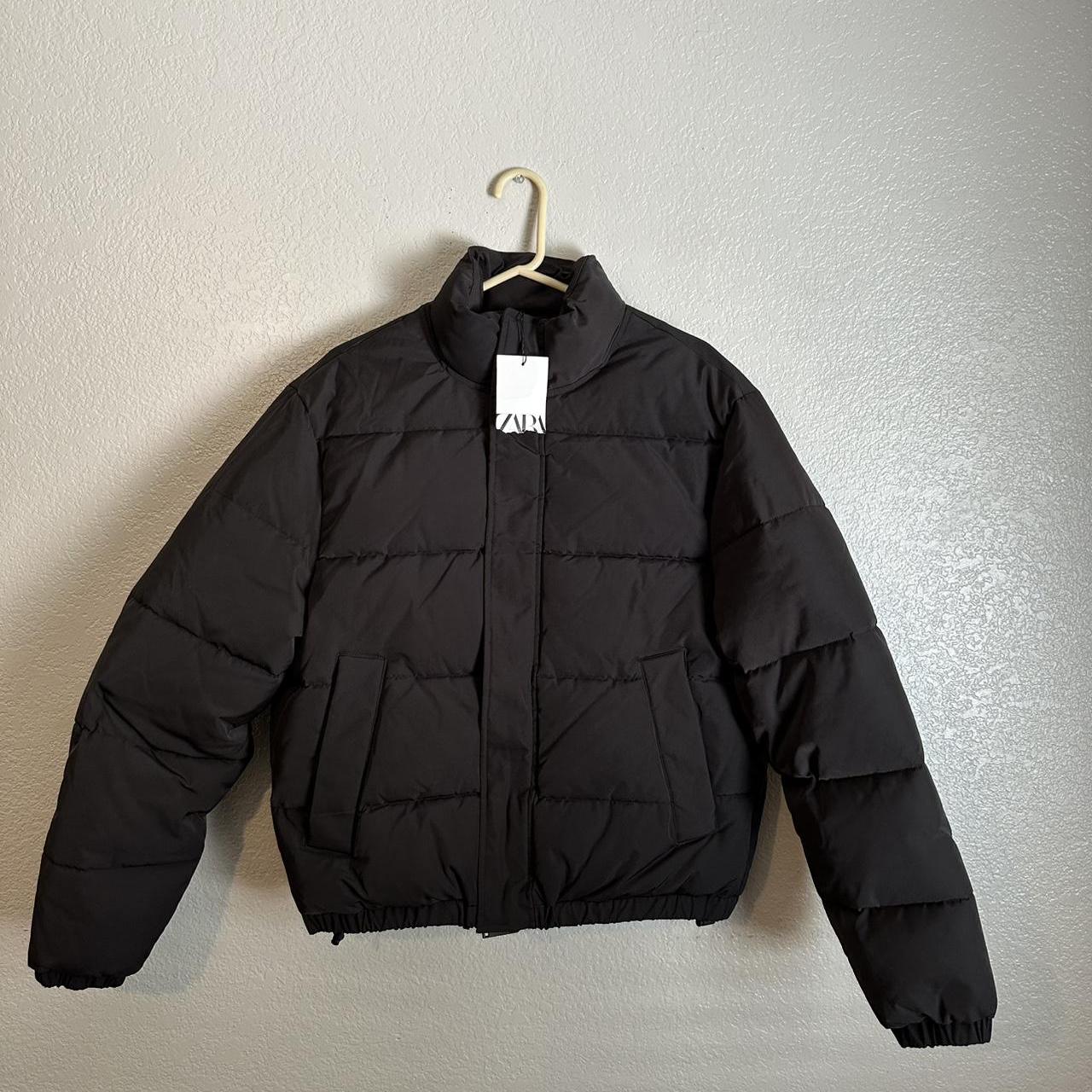 ジャケット・アウター ZARA SHINY PUFFER JACKET ZARA BLACK SHINY VINYL QUILTED WATER REPELLENT SHORT PUFFER