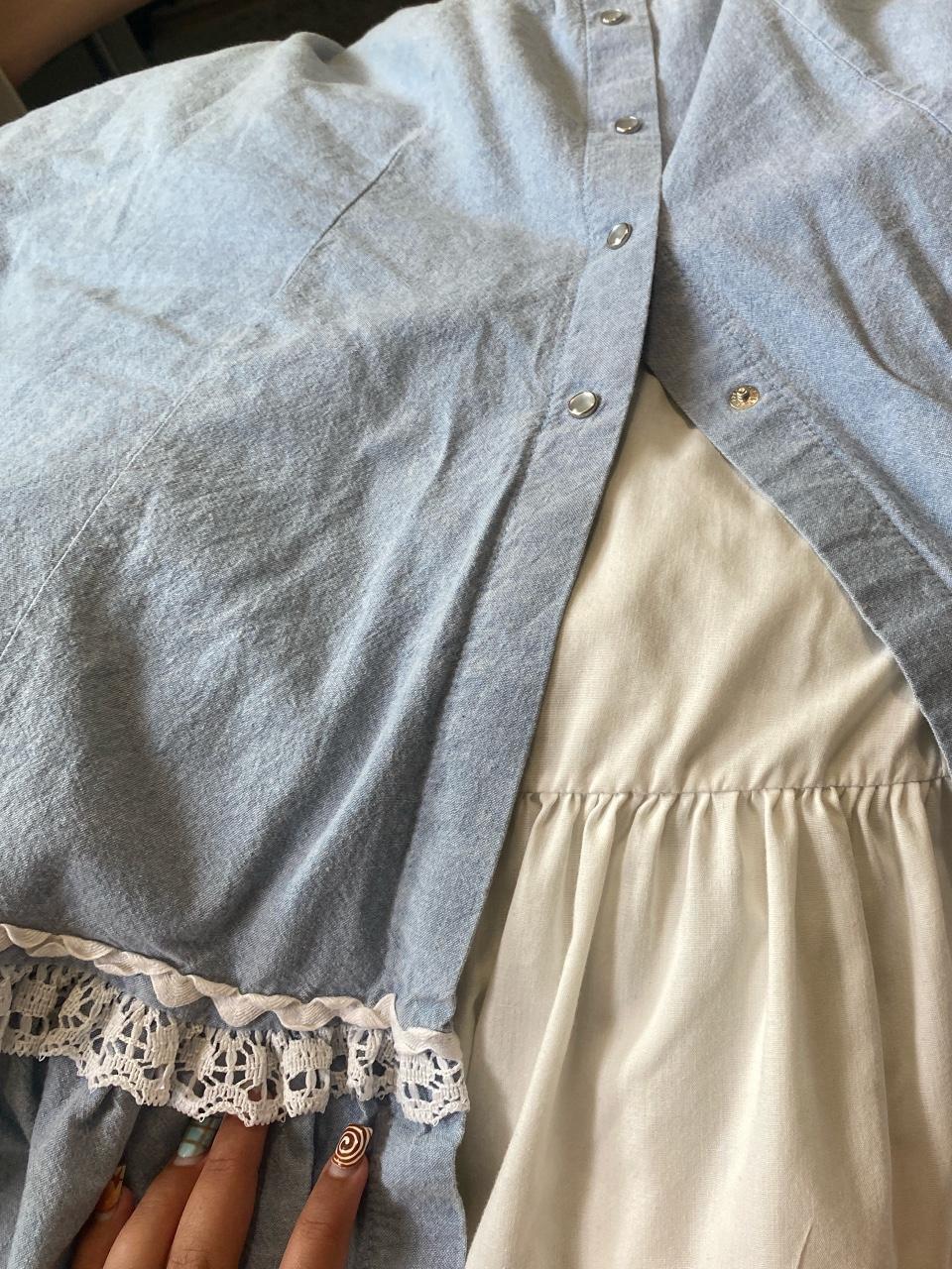 Unique Vintage Women's Skirt - Blue/White - L – L… - image 5