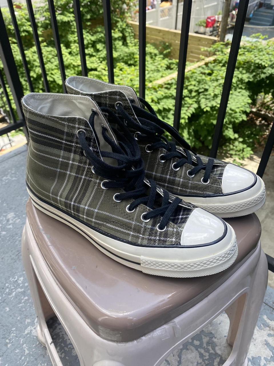 Converse Chuck 70 in green plaid colorway worn very. Depop