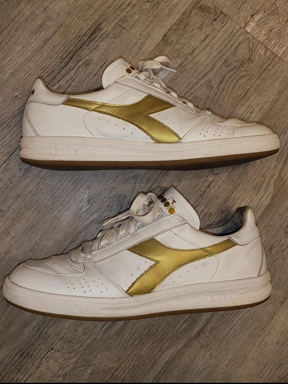 Diadora Borg Elite White and Gold Good condition. Depop