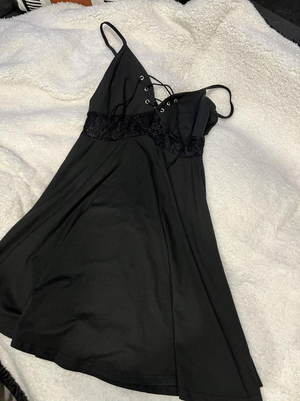 Black lace up dress. See through lace detail right... - Depop
