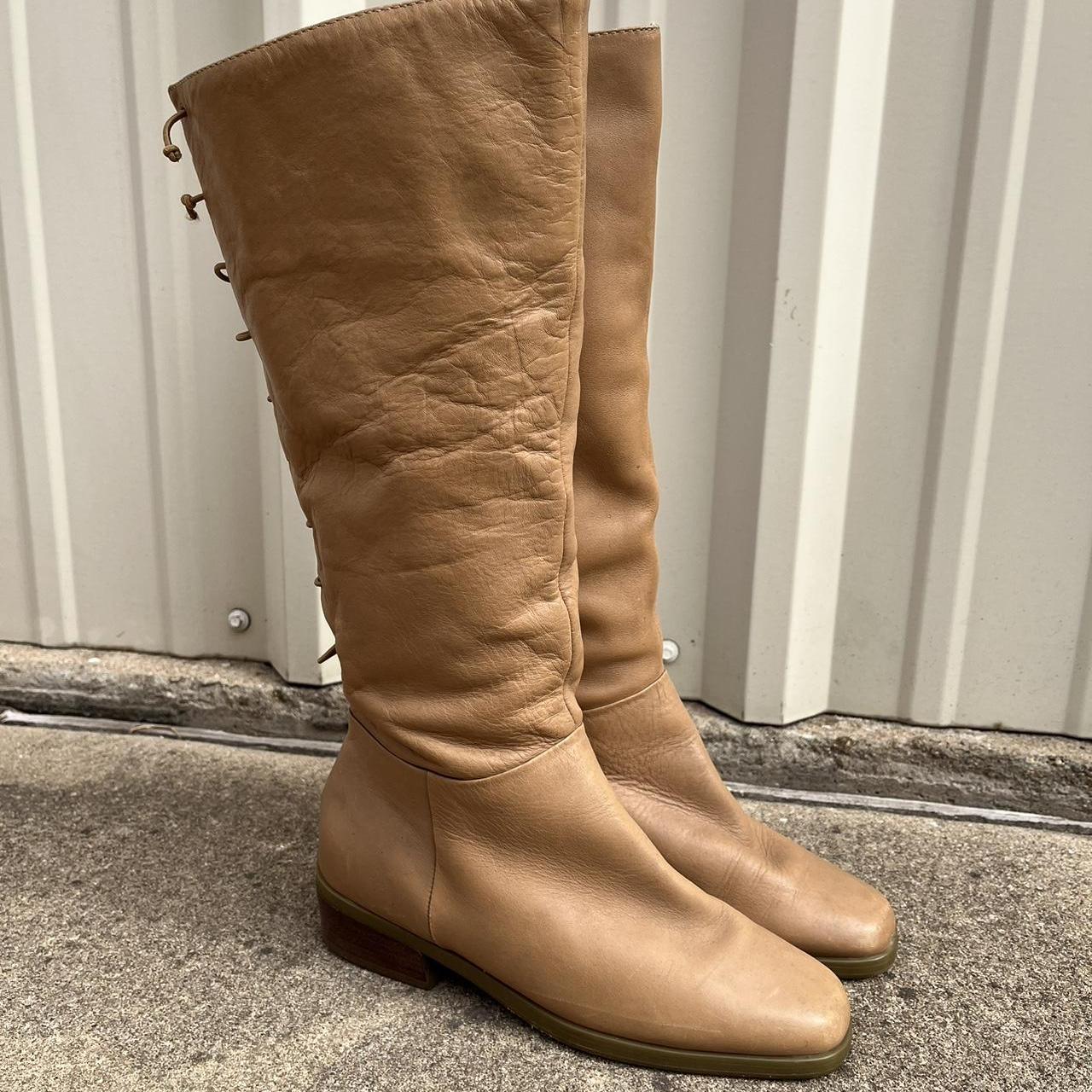 tanned knee high boots