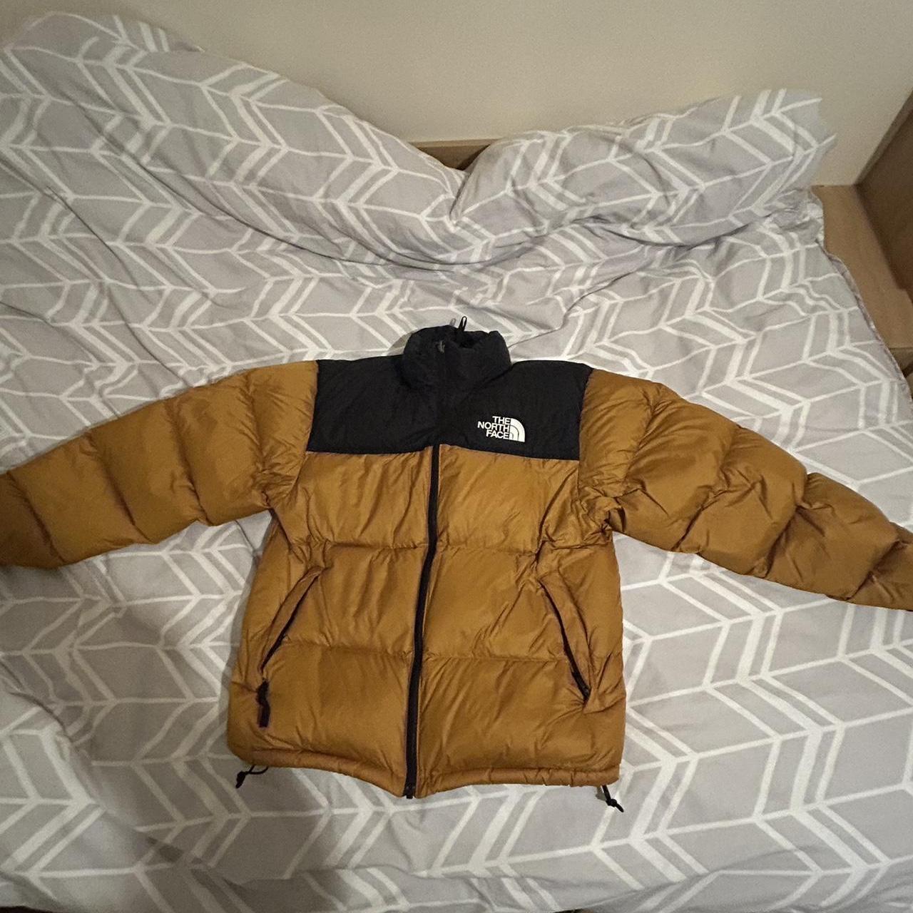 Golden yellow north face nuptse 700 size large. No Depop