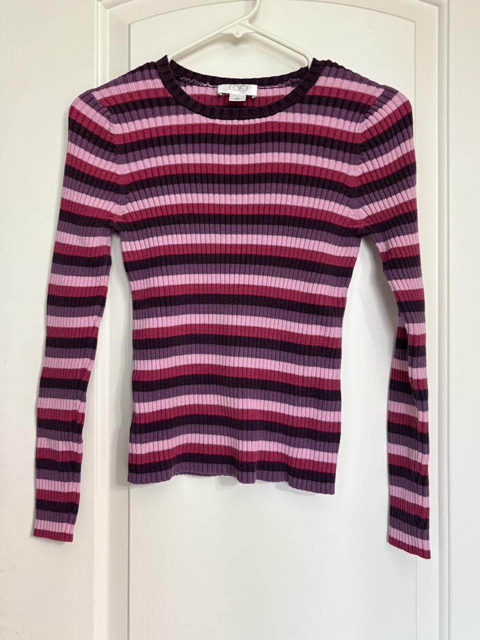 Ann Taylor Women's Top Pink/Multi M – Pink and purple striped