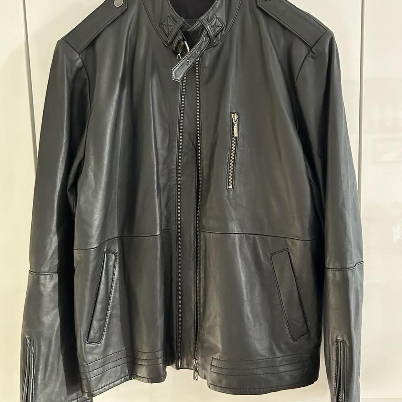 Armand Basi men s leather biker jacket In great Depop