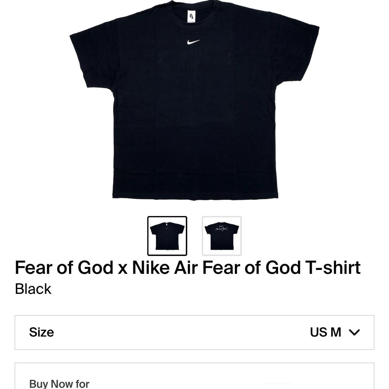 Fear of god x 'air fear of god t-shirt black hotsell