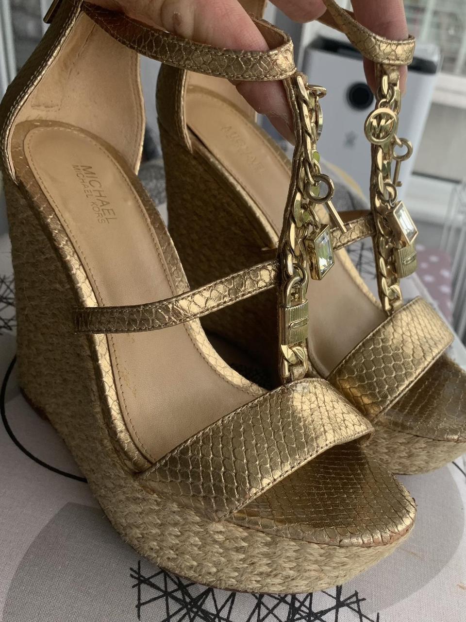 michael kors gold wedges
