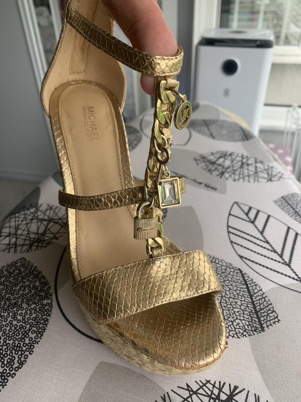 michael kors gold wedges