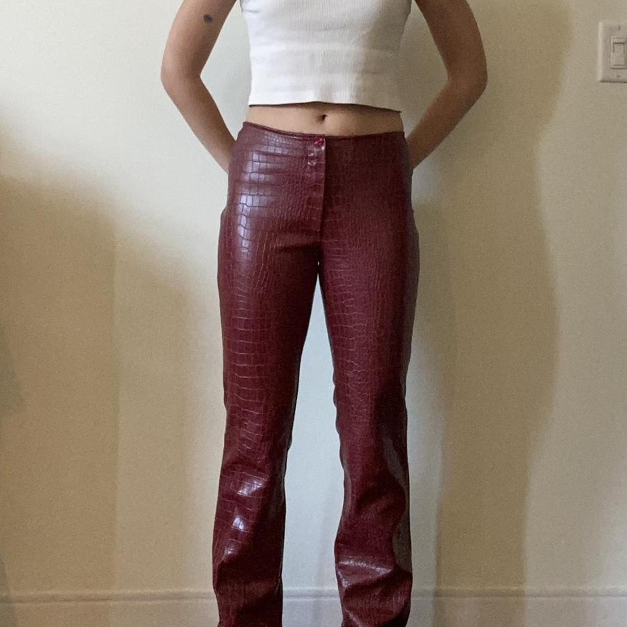 Burgundy Leather Faux Leather Croc Pants Stunning Vintage Cherry