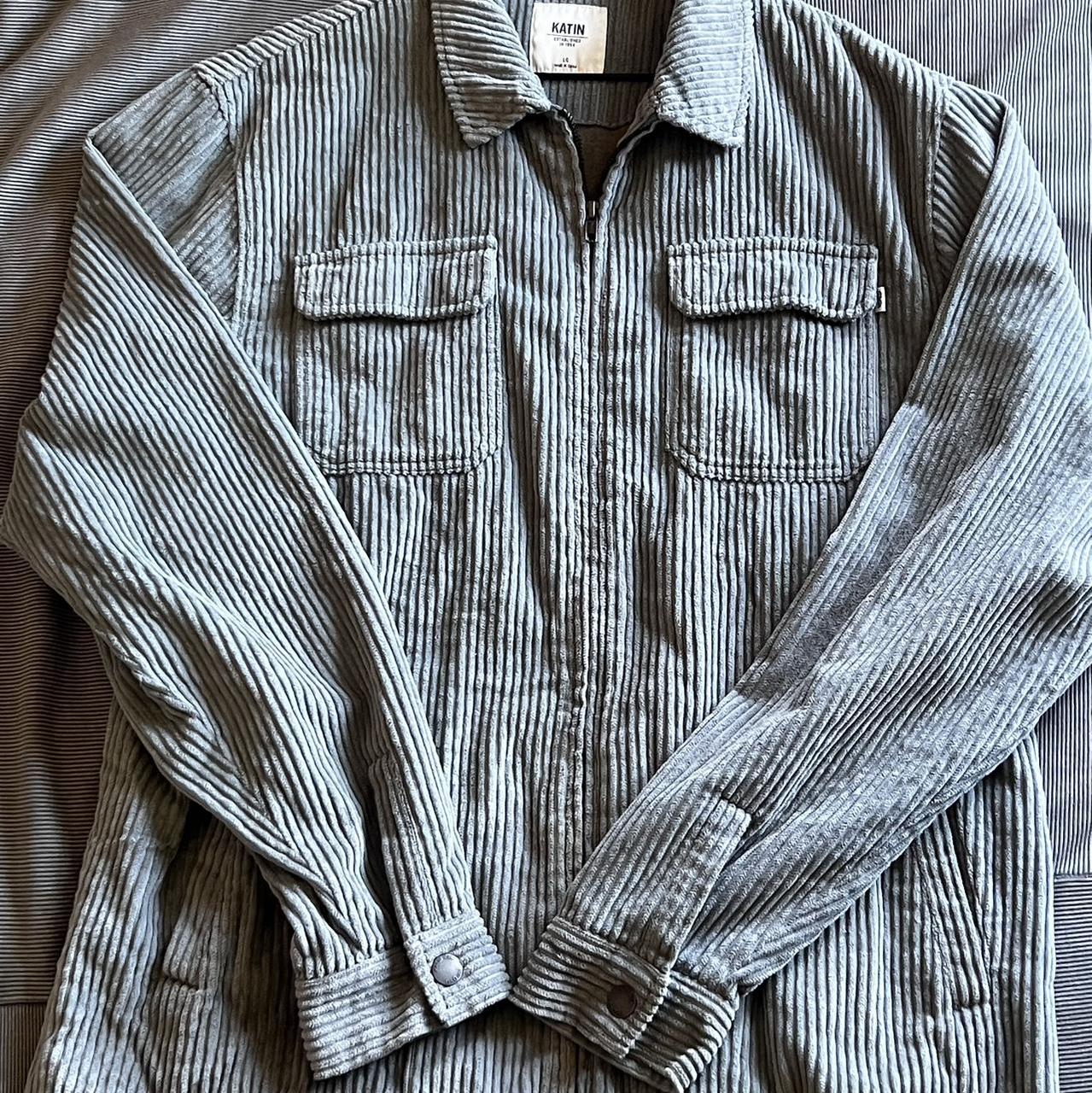 Baby Blue Corduroy Jacket 4.5wale corduroy... Depop