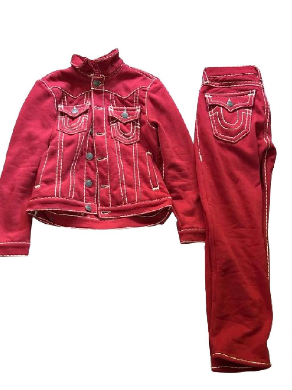 All red true religion sweat suit best sale