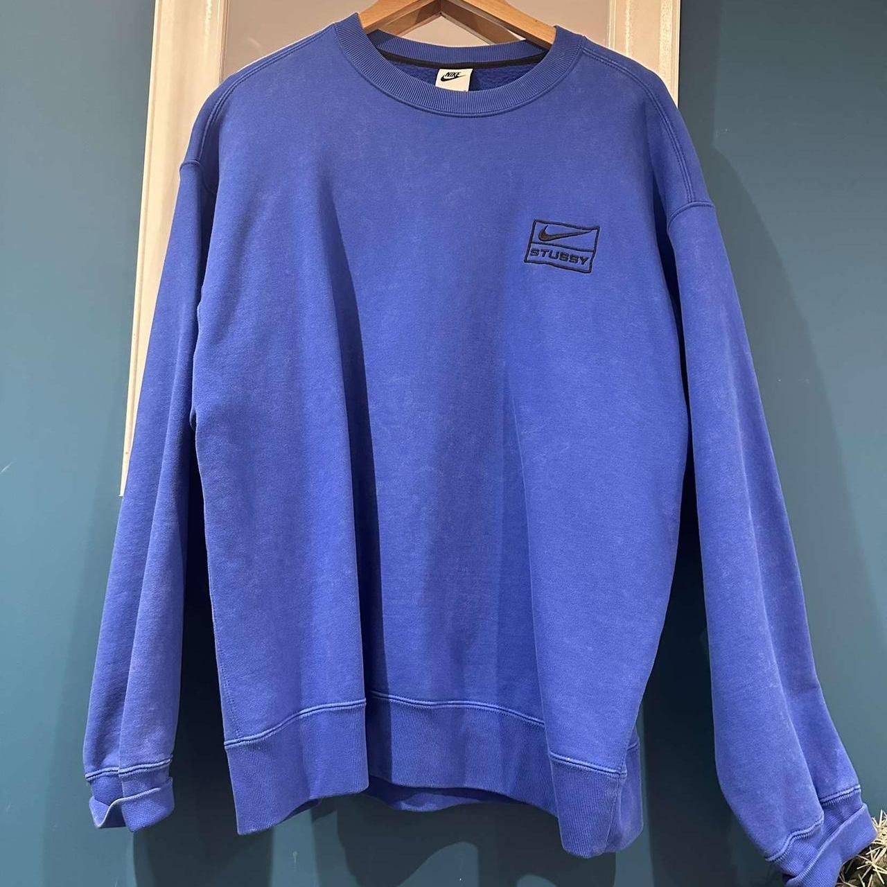 Blue stussy nike sweatshirt - size large Oversized... - Depop