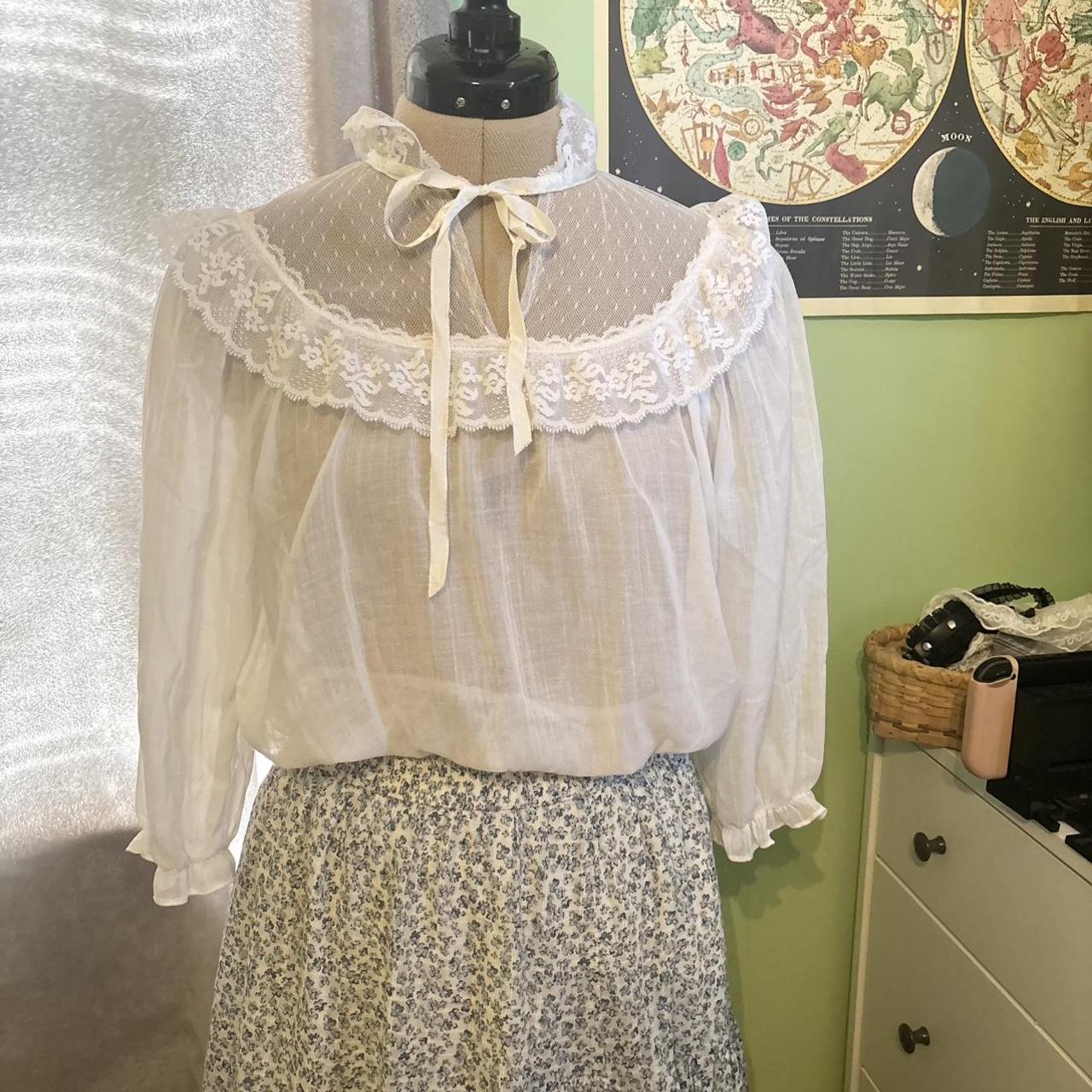 vintage white lace blouse a