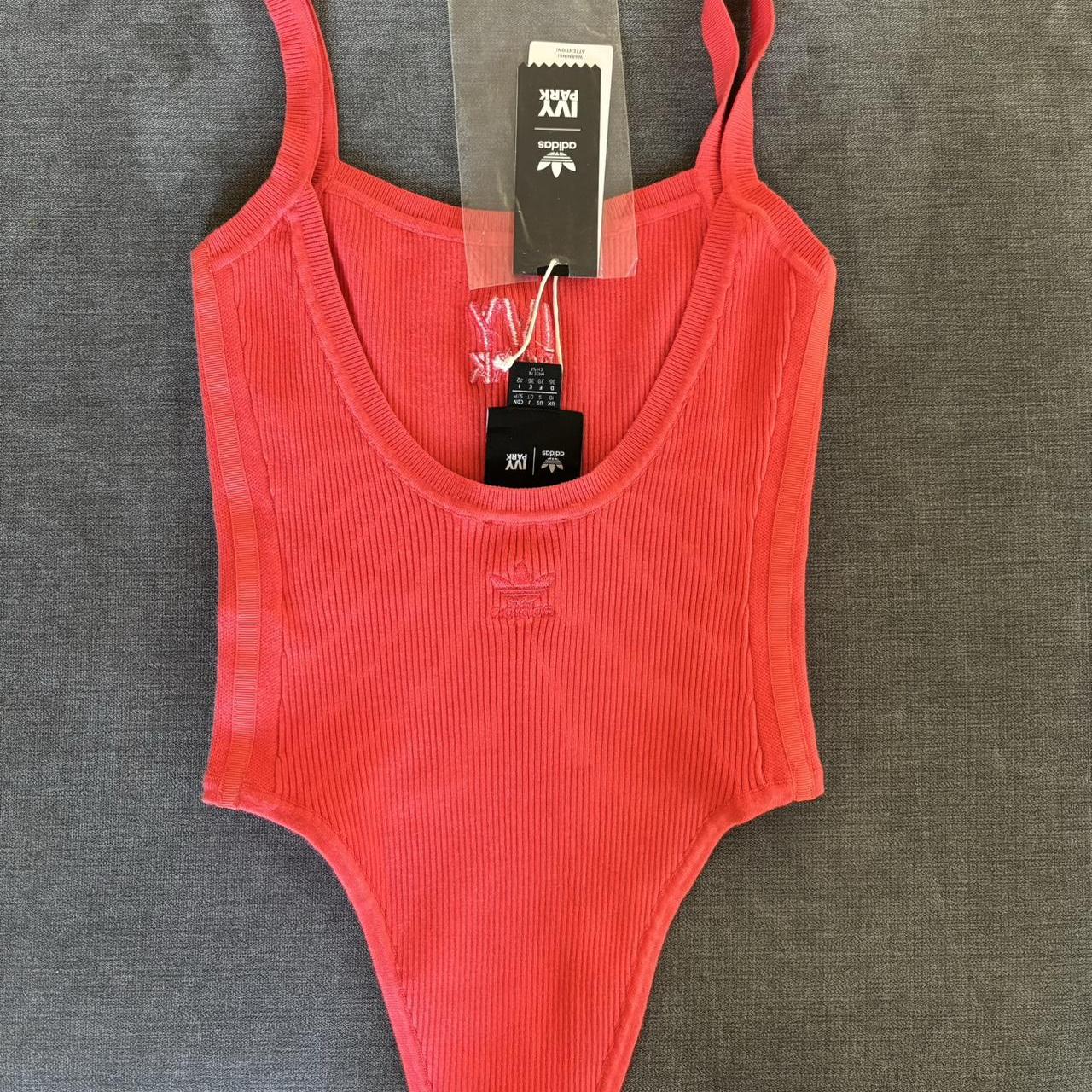 NWT Adidas Ivy Park rib knit tank bodysuit drip collection top in 2024 coral red