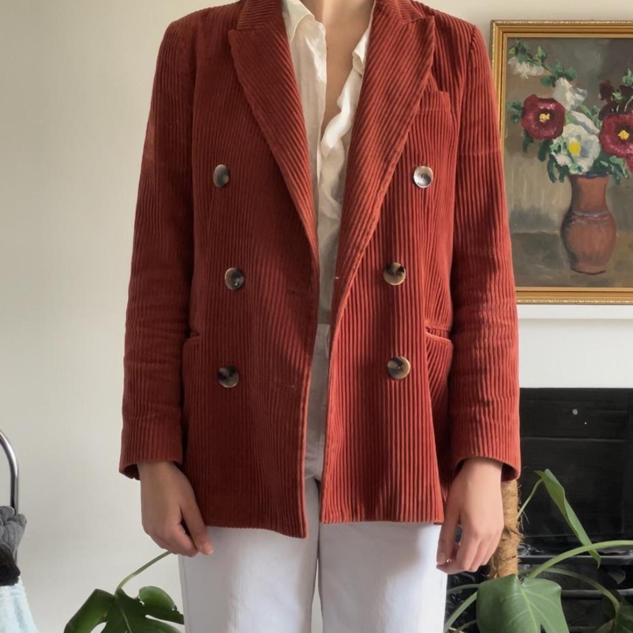 Red Burgundy corduroy blazer Zara